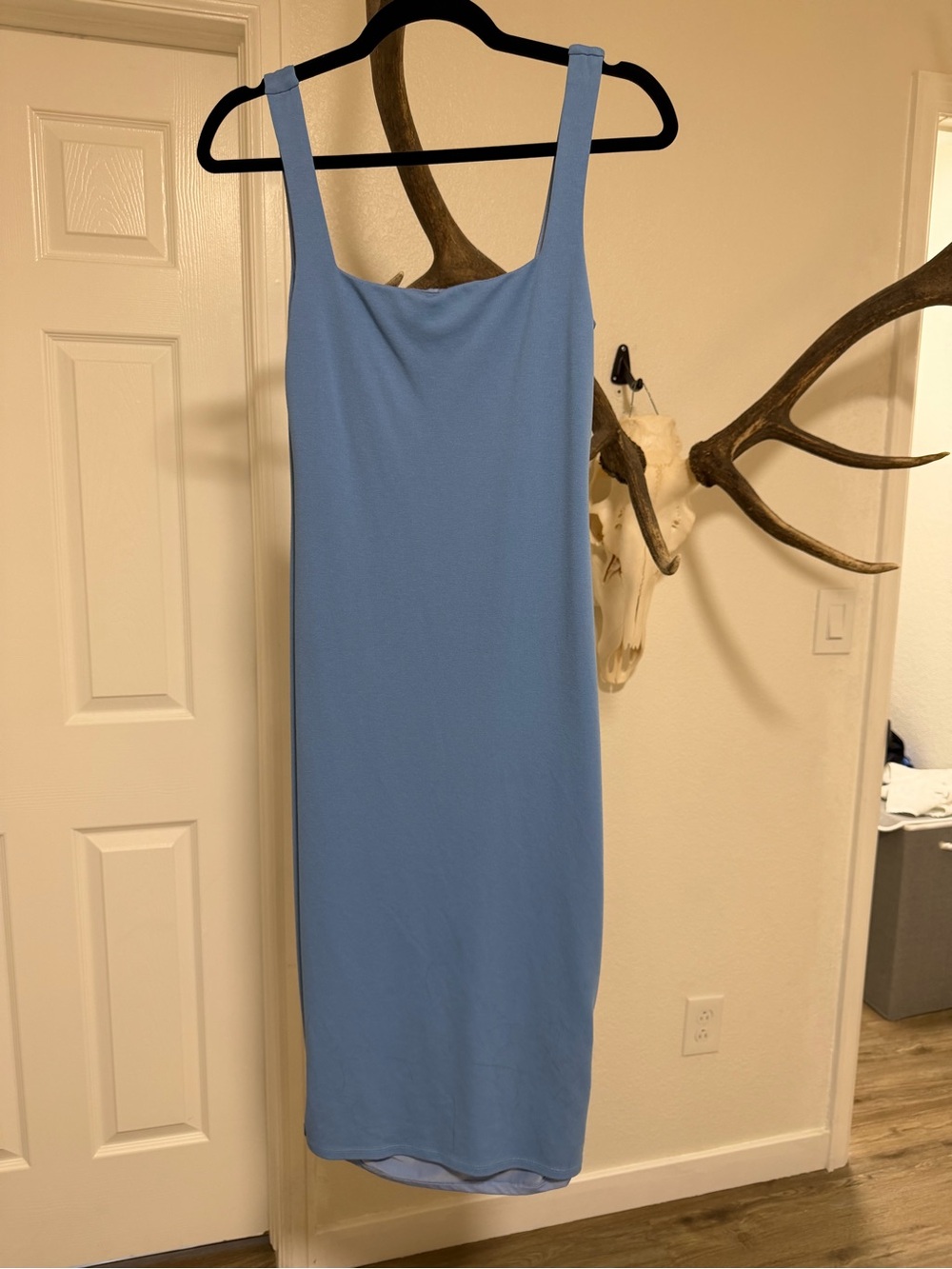 Lovers + Friends Streamlined Midi Slip Dress in Powder Blue